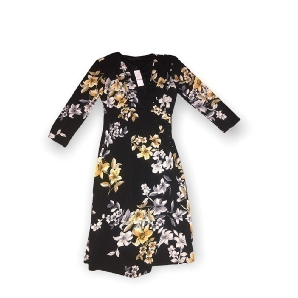 White House black market floral forsythia wrap dress NWT